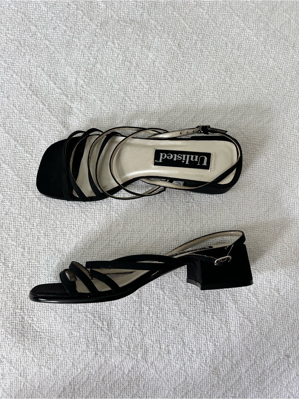 Unlisted Vintage Block Heels Strappy Black Size 7 Square Toe Adjustable Strap